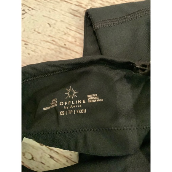 OFFLINE by Aerie Goals Stretch Medium Support Square Neck Sports Bra Black XS - Picture 3 of 3